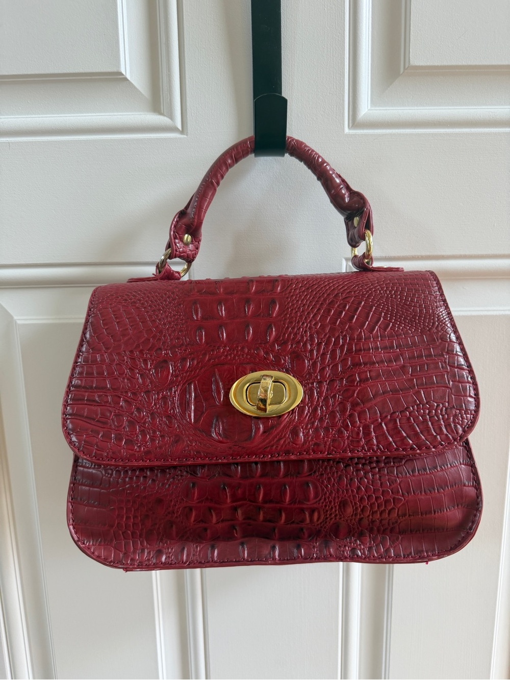 Marc Fisher Croc-Embossed Top-Handle Satchel in Burgundy